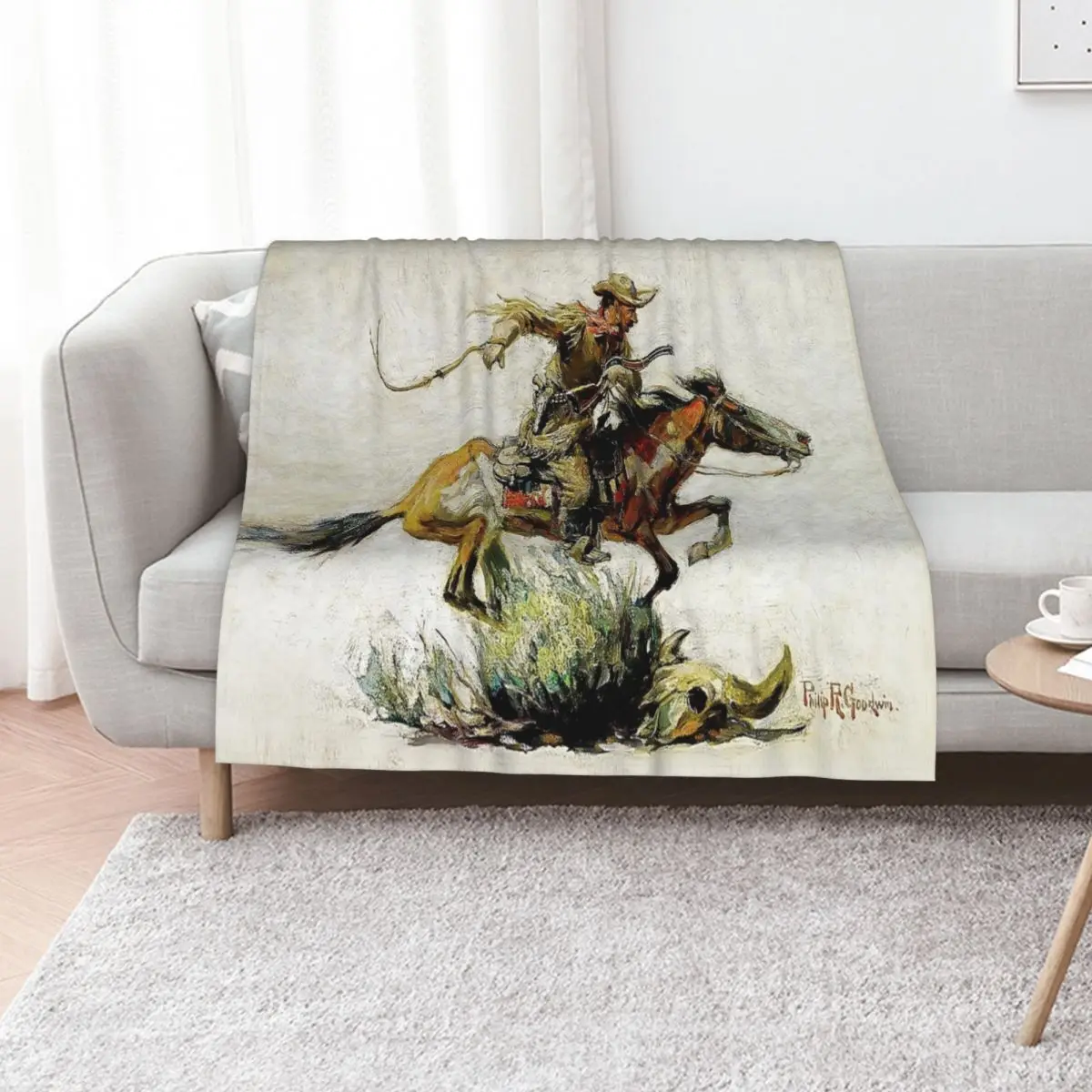 a??Winchester Horse and Ridera?? by Philip R Goodwin Throw Blanket Spring Fall Cozy Throw Blanket for Couch