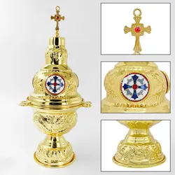 HTISOK Orthodox Censer Church Mass Liturgical Censer Articles Wall Hanging With 12 Bells Gold Plating rosarios religiosos