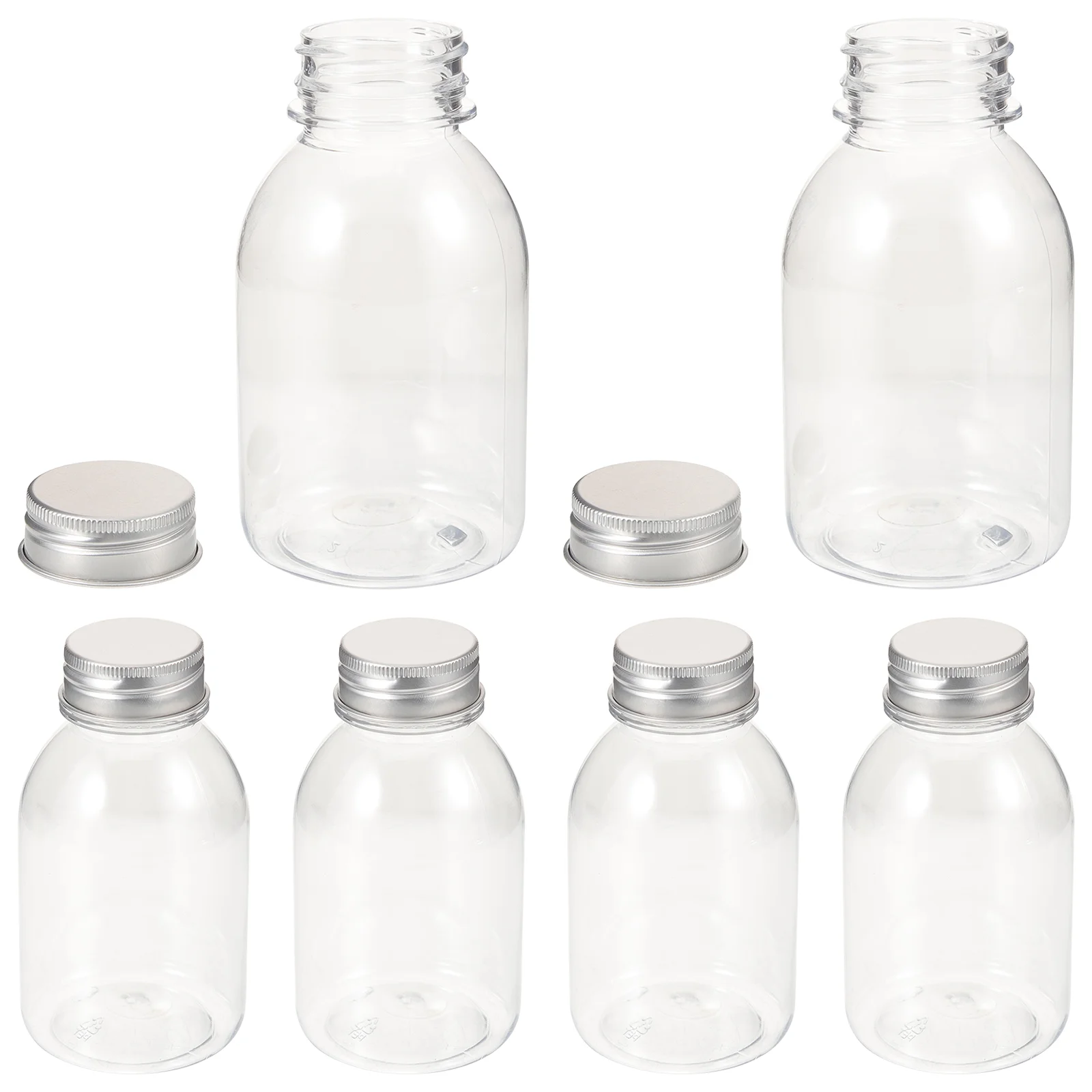 6 Pcs 250ml Transparent Milk Bottle Beverage 6pcs (with Aluminum Cap) Shot Bottles Juice