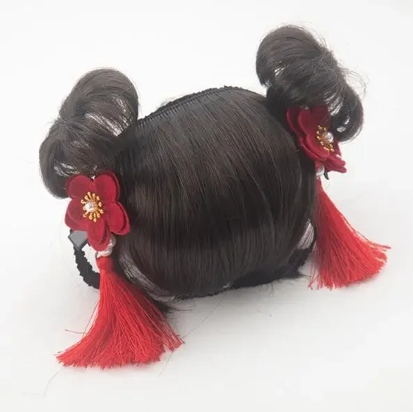 

Парик Hanfu для девочек, косплей, древние китайские детские волосы Ne Zha, милые танцевальные дети