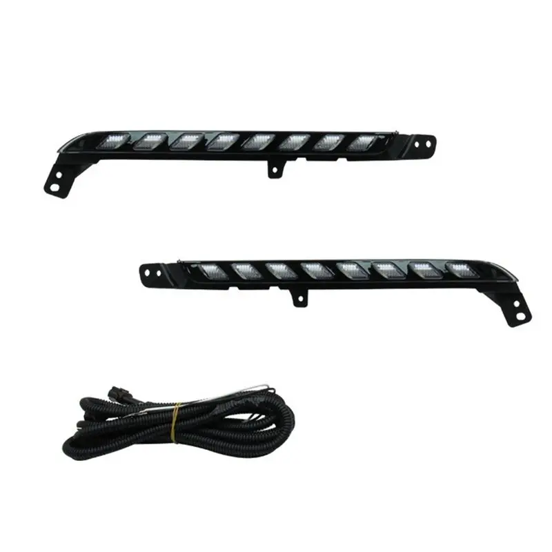 

LED Daytime Running Lights For Toyota Hilux Revo 2020 2021 DRL Dynamic Turn Signal Fog Lamp White Yellow Light