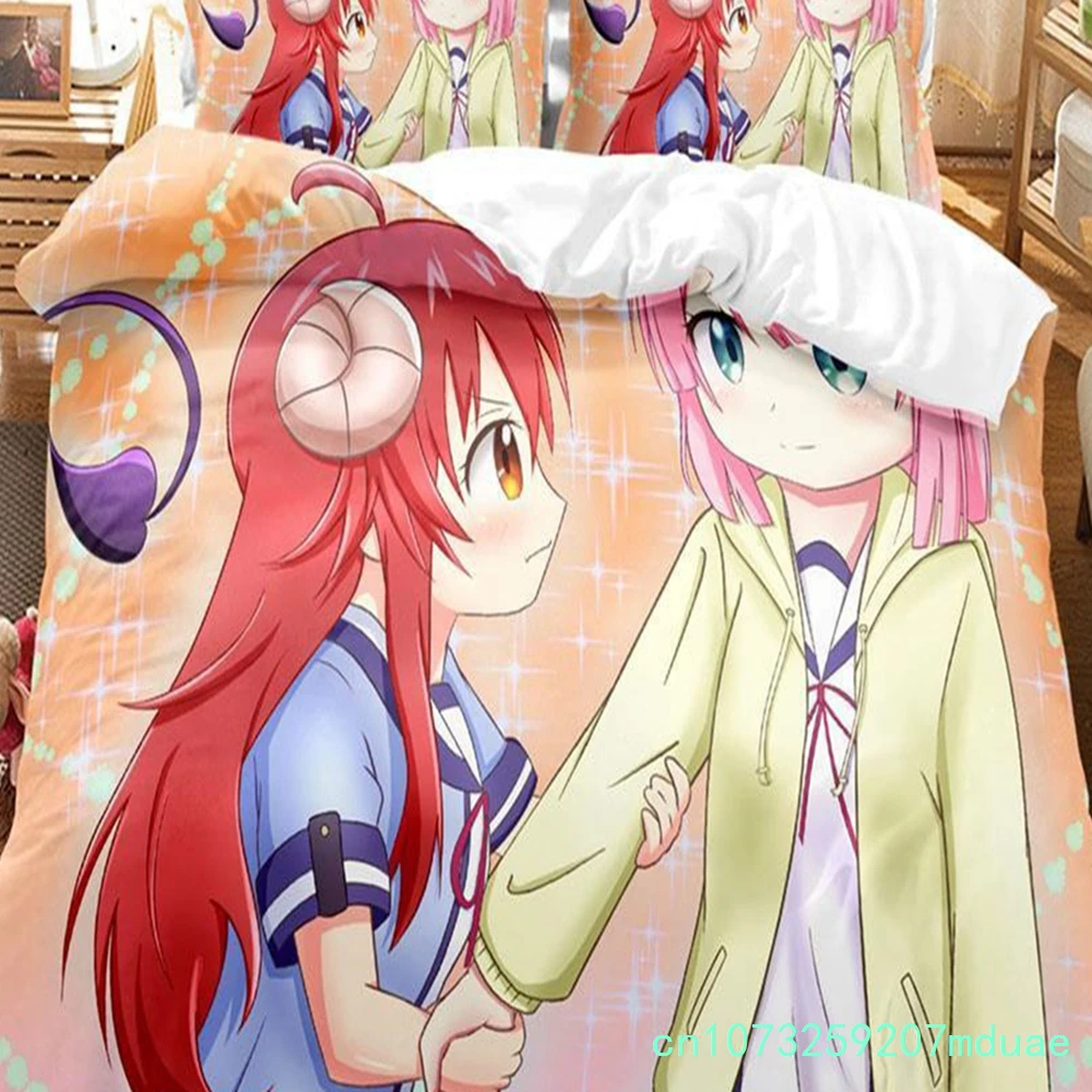 Anime Girls The Demon Girl Next Door Bedding Set Single Twin Full Queen King Size Bed Set Adult Kid Bedroom Duvetcover Sets