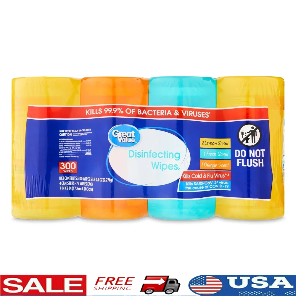 

Дезинфицирующие салфетки, 300 шт., 4 шт., универсальные чистящие салфетки, убивают 99,9% бактерий и вирусы, для домашнего использования