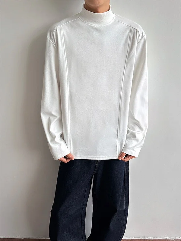 

Мужская теплая вельветовая футболка с высоким воротником и принтом для осени и зимы, повседневная, средней длины...