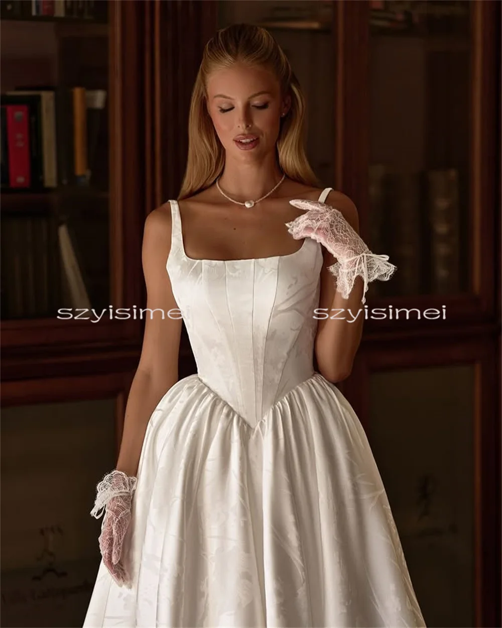 Customized Tank Neck Sleeveless Wedding Dress Backless Zipper A line Bridal Gowns vestido de novia
