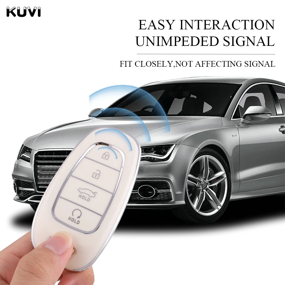 Fashion TPU Car Key Case Cover Shell Fob For Hyundai Tucson Solaris Sonata Hybrid NEXO NX4 Santafe dn8 4 Buttons 2020 2021 2022