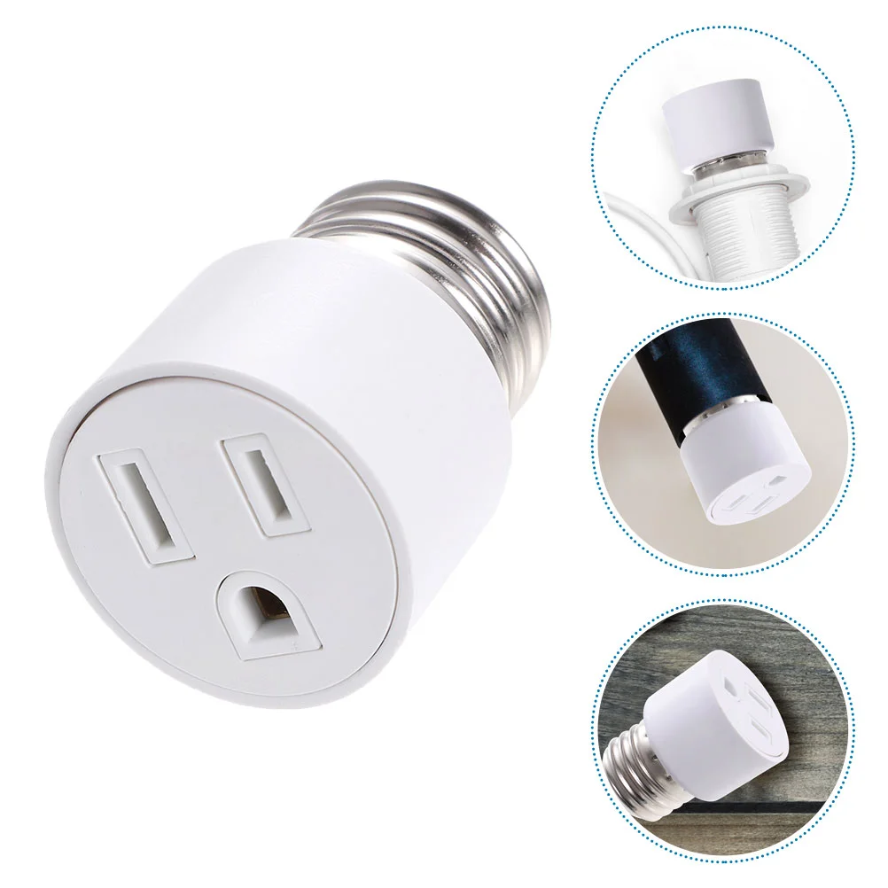 4 Pcs Bulb Light Socket Converter Outlet Plug E27 Splitter To Adapter White 3-prong