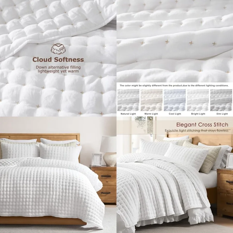 

Size Quilt Bedding Sets Pillow Shams, Lightweight Soft Bedspread Coverlet, Quilted Blanket Thin Comforter Bed Cover, All Season