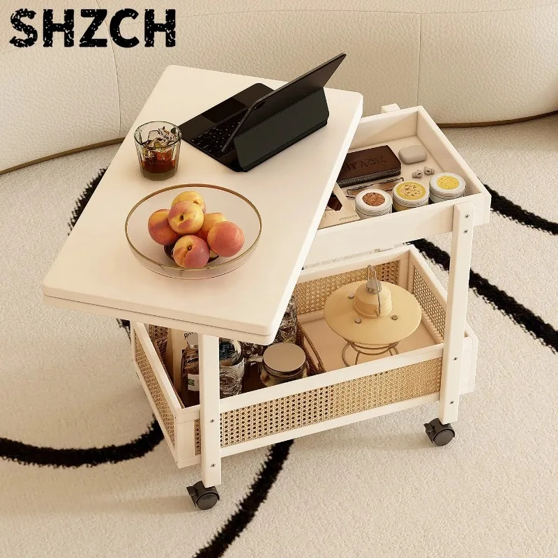 Foldable Foldable Bamboo Storage Desk with Rolling Cart | Multifunctional Modern End Table for Living Room, Study & Small Spaces - Aliexpress Deal