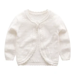 Spring and Autumn New European and American Foreign Trade Children's Sweatshirts A buckle hollow cardigan cotton shawl