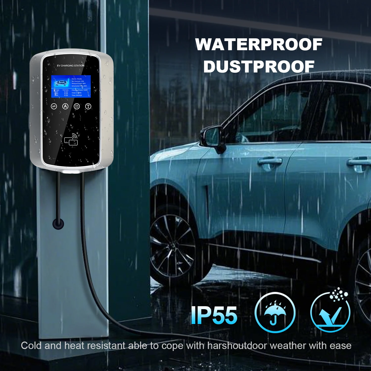 Kolanky شاحن سيارات كهربائية 32A 7.2KW مركبة كهربية شاحن سيارة EVSE Wallbox 11KW 22KW 3P Type2 كابل IEC62196-2 المقبس APP التحكم #4