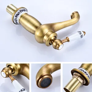 Mixer tap for cold and hot water sink, luxury basin bath tap, retro single handle, old bronze 12 Main Sales Tap Lavabo Luxury - №9