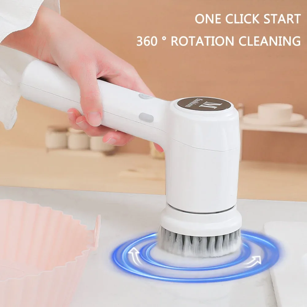 Electric Cleaning Brush USB Rechargeable Cleaner Brush Dishwashing Rotary Scrubber for Home Kitchen Cleaning Products