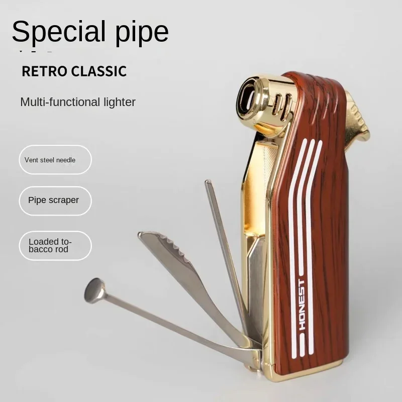 Baicheng Multifunctional Pipe Lighter, Slanted Open Flame, Creative Trendy Anti-scalding Men's Special Pressure Rod Smoking Set