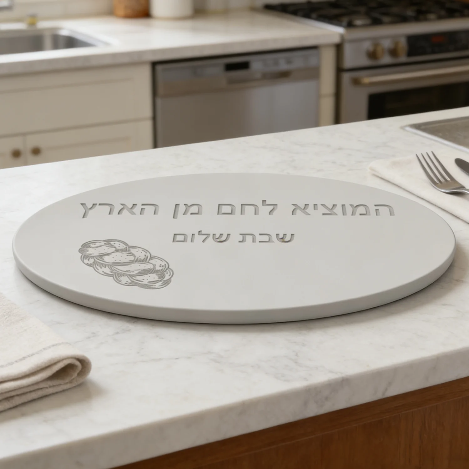 

Silicone Mold For Plate,Mold for Concrete Cement - Hebrew Jewish Letters & Bread Pattern, Oval Shape Tray DIY Molds