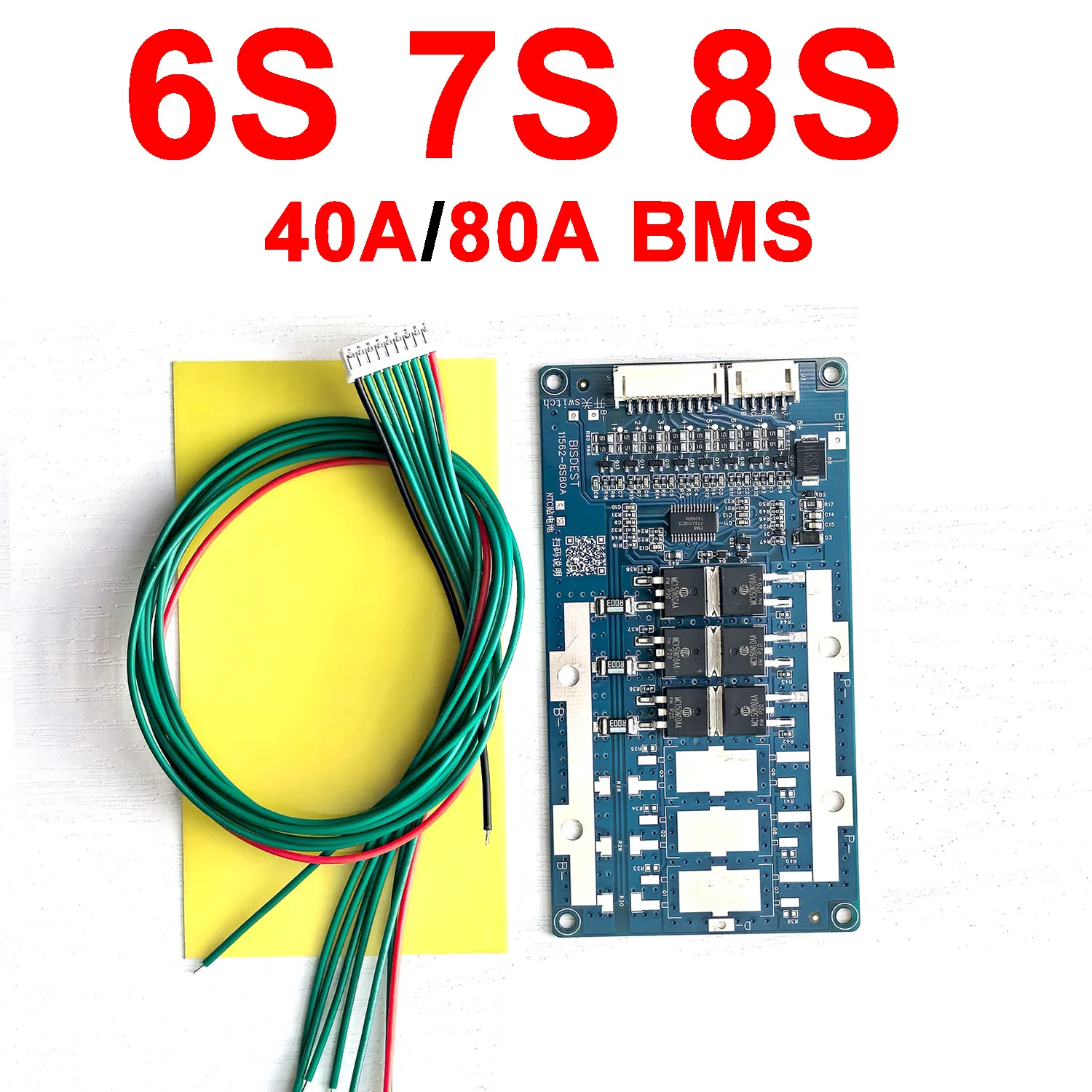 BMS 6S 7S 8S 24V Li-ion Lifepo4 Lithium Battery Protection Board Balance 40A 80A FOR Lawn Mower Electrical Tool RV Inverter