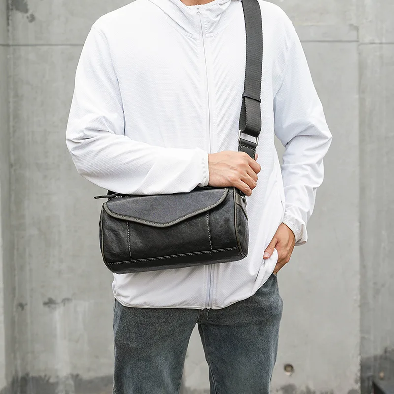 Crossbody Bags for Men Handbags Men Purses Genuine Leather Crossbody Bag Street Trend Single-shoulder Bag Retro Grab By Hand