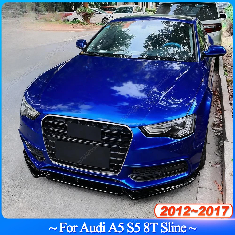 

For Audi A5 S5 8T Sline 2012-2017 Car Front Bumper Lip Spoiler Diffuser Splitter Canard Deflector ABS Gloss Black Bodykit Tuning