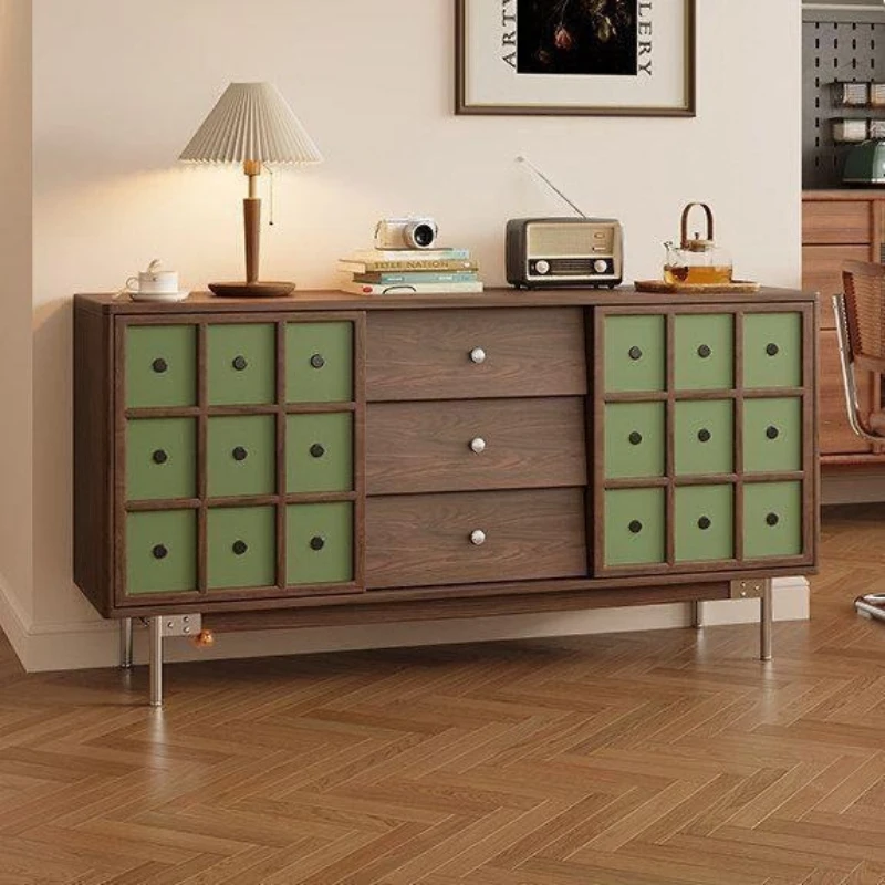 

Medieval solid wood living room dining side cabinet bucket cabinet bedroom wall storage bedside cabinet French retro storage