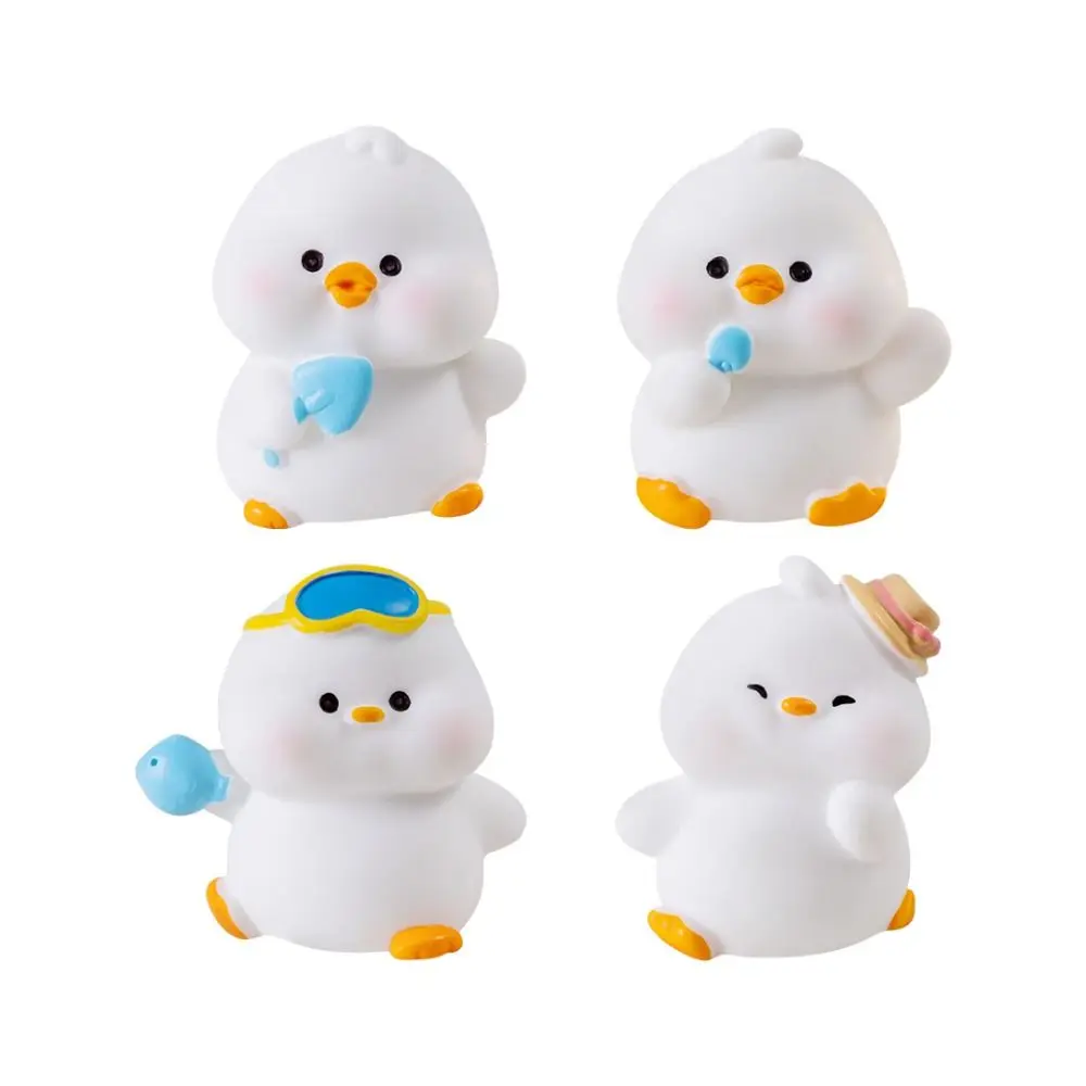 Kids Gift Cute Mini Duck Figurines DIY Cartoon Duck Figurines Miniature Resin Crafts Micro Landscape Decoration Car Accessories