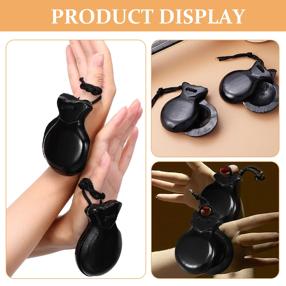 

4pcs Wooden Castanets Spanish Finger Percussion Instruments For Beginners Kids Music Education Lightweight Smooth Small Musical