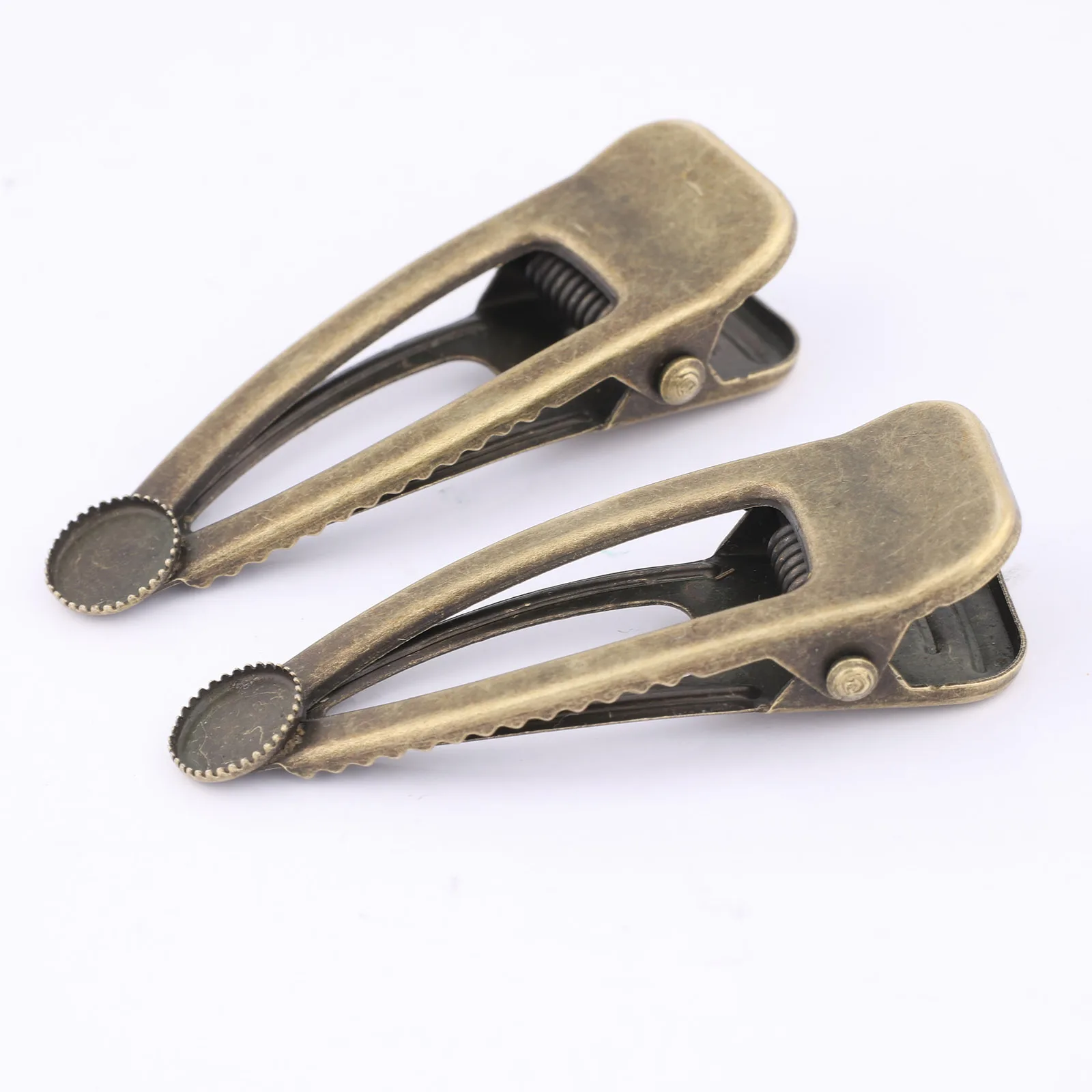 10pcs Antique Bronze Fit 8mm Cabochon Hair Clip Base Setting Trays Diy Alligator Hairclip Hair Pin Bezel Blanks