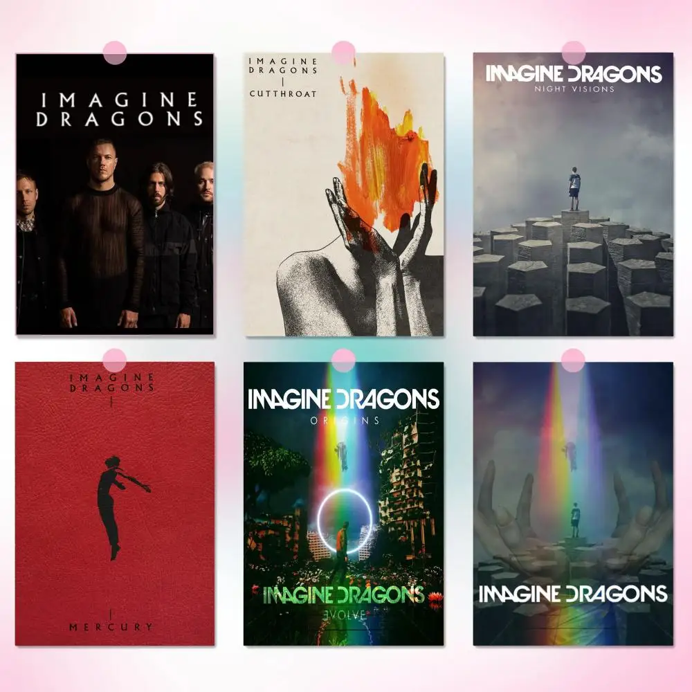 I-Imagine Dragons Rock Band Poster Durable HD PVC Wall Art - Waterproof Peel & Stick Easy Clean For Home Bar