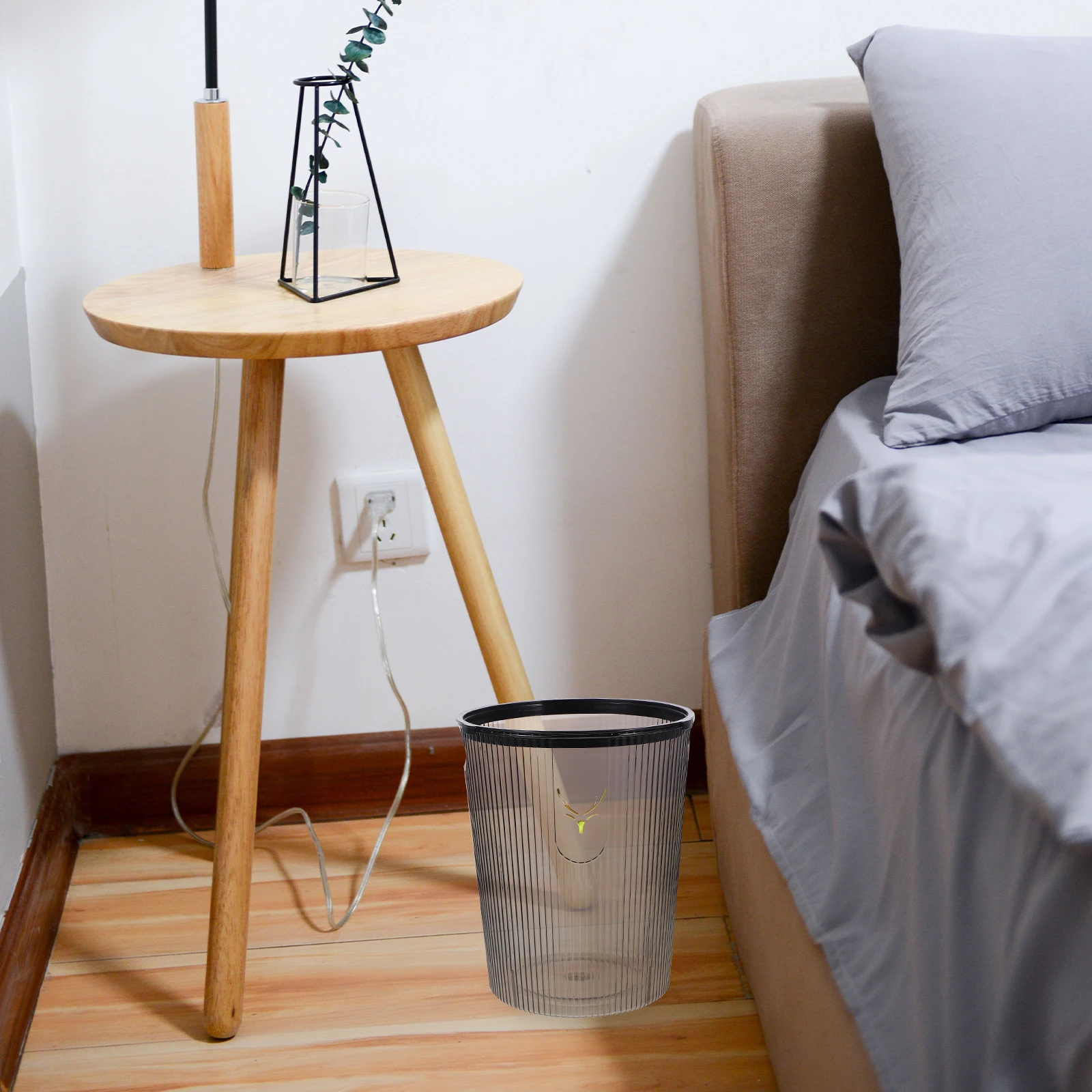 

Transparent Trash Can Clear Garbage Bin Kitchen Bathroom Home Office PET Material Large Opening Waste Bucket Household