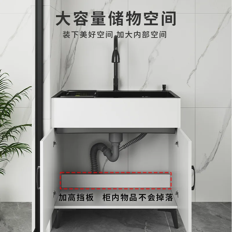 Kitchen Stainless Steel Vegetable Basin Integrated Cabinet Dishwashing Sink Household Simple Vegetable Washing Sink Cabinet Sing