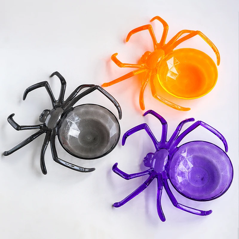 Spiders Shaped Food Tray Halloween Party Fruit Plate Purple Black Spider Candy Biscuit Packing Plate Halloween Party table Decor