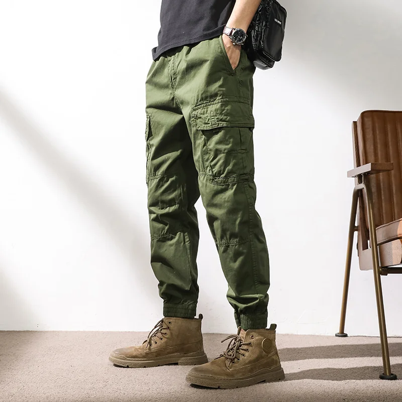 

Casual Men's Spring Winter Pants Summer Wild Loose Sports Male Overalls Zipper Mid-Rise Cotton Street Clothing Straight Trousers