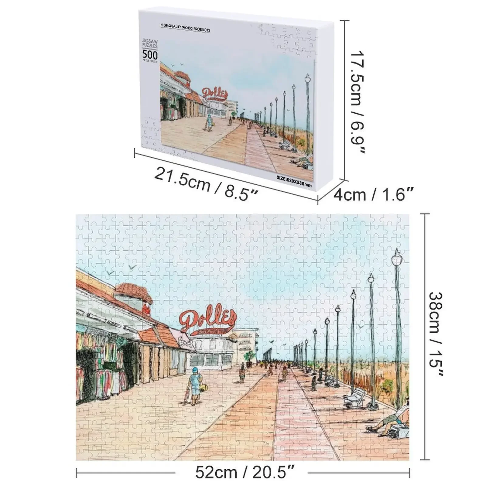 Impressions d'une peinture à l'aquarelle, poupées sur le troupeau, par Richard JV Flaim Puzzle personnalisé en bois cadeau