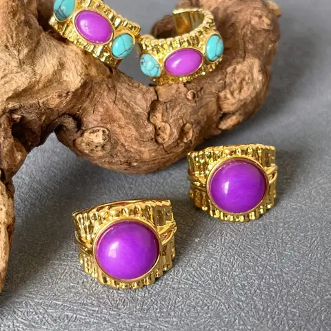 2026 Europe American Designer Purple Crystal Earrings Rings Woman Vintage Jewelry Trend