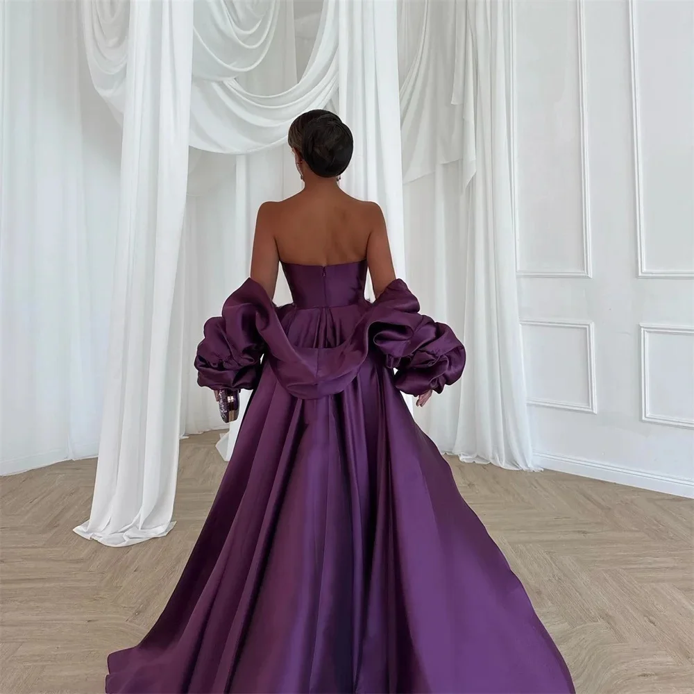 JDY Personalizzazione Abito da sera di lusso con spalle scoperte in raso viola, abito da cerimonia nuziale elegante فساتmavera