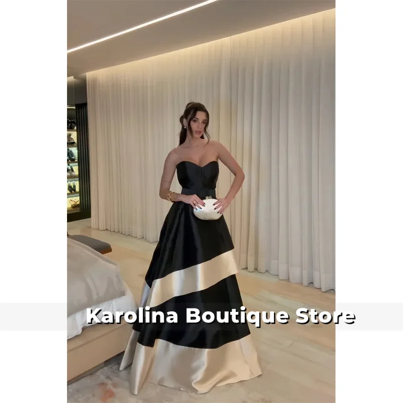 Passen Sie das schwarze trägerlose mehrlagige A-Linie-Abschlussballkleid an. Elegante ärmellose Vestidos de Noiva. Bodenlange Abendkleider 2025