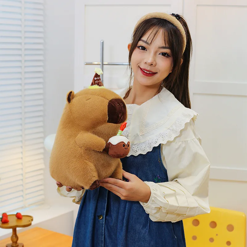 Urocza pluszowa kapibara, maskotka, śliczny, głupi, uroczy prezent urodzinowy, świąteczny dla dzieci, frytki, śliniak, ciasto, hipopotam, zwierzę, miękka zabawka.