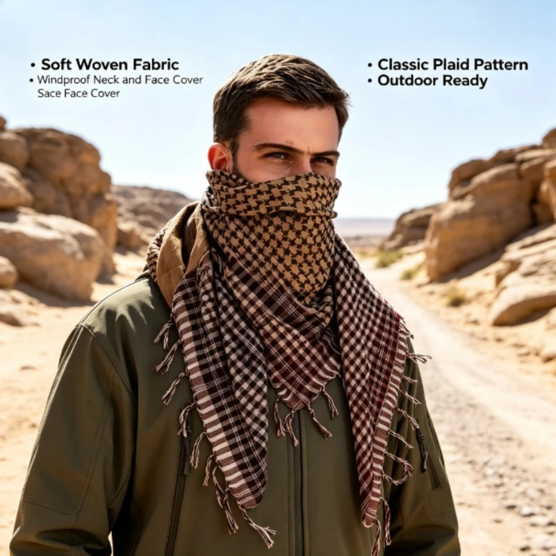 Thin Polyester Headscarf for Men Outdoor Windproof Sand‑Resistant UV Protection Scarf High‑Grade Texture Hot‑Sale Field Sports