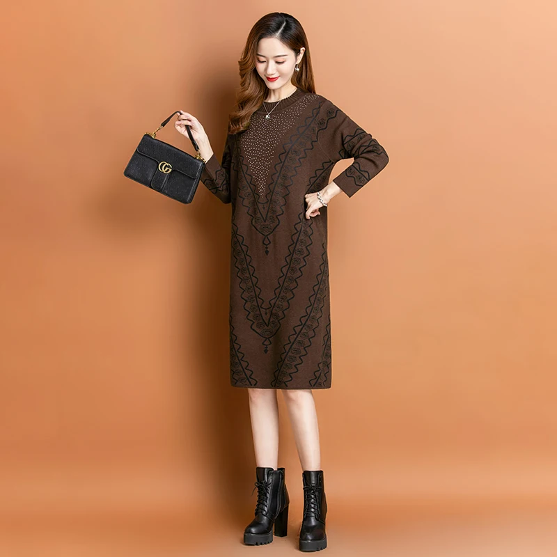 2023 New Fashion Knitted Dress Women's Autumn And Winter Versatile Loose Fit Fleece Dress Korean Version Loose Fit Cashmere Vest