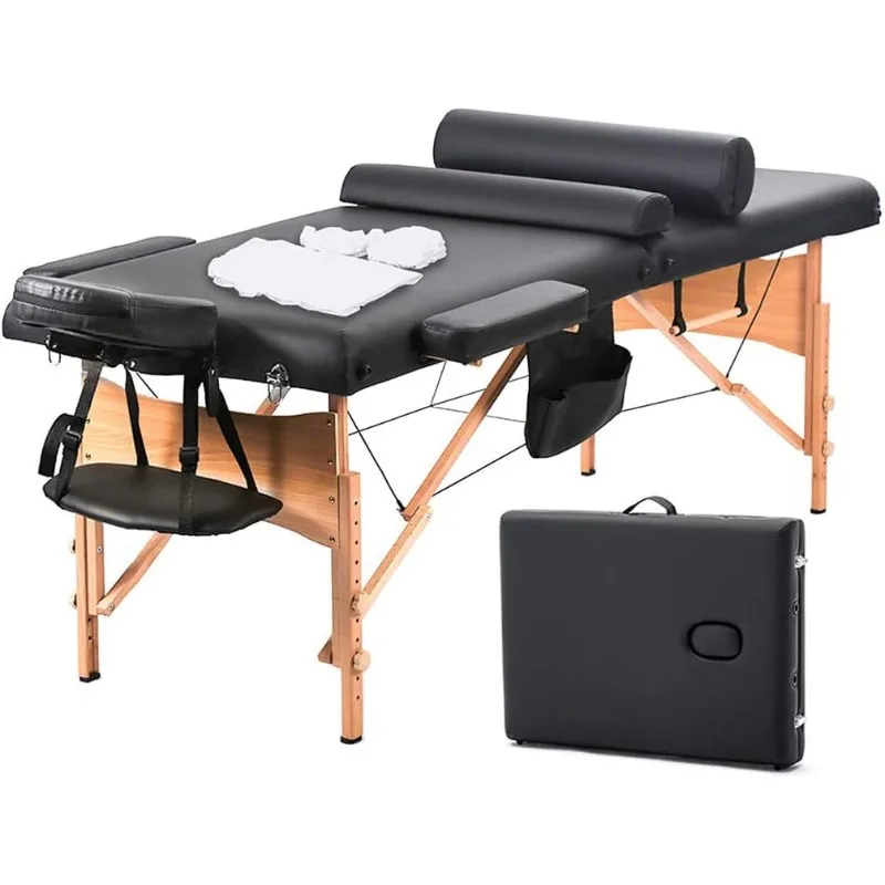 

Massage Table Massage Bed Spa Bed 73 Inch Heigh Adjustable 2 Fold Portable Massage Table W/Sheet Cradle Cover 2 Bolster Hanger