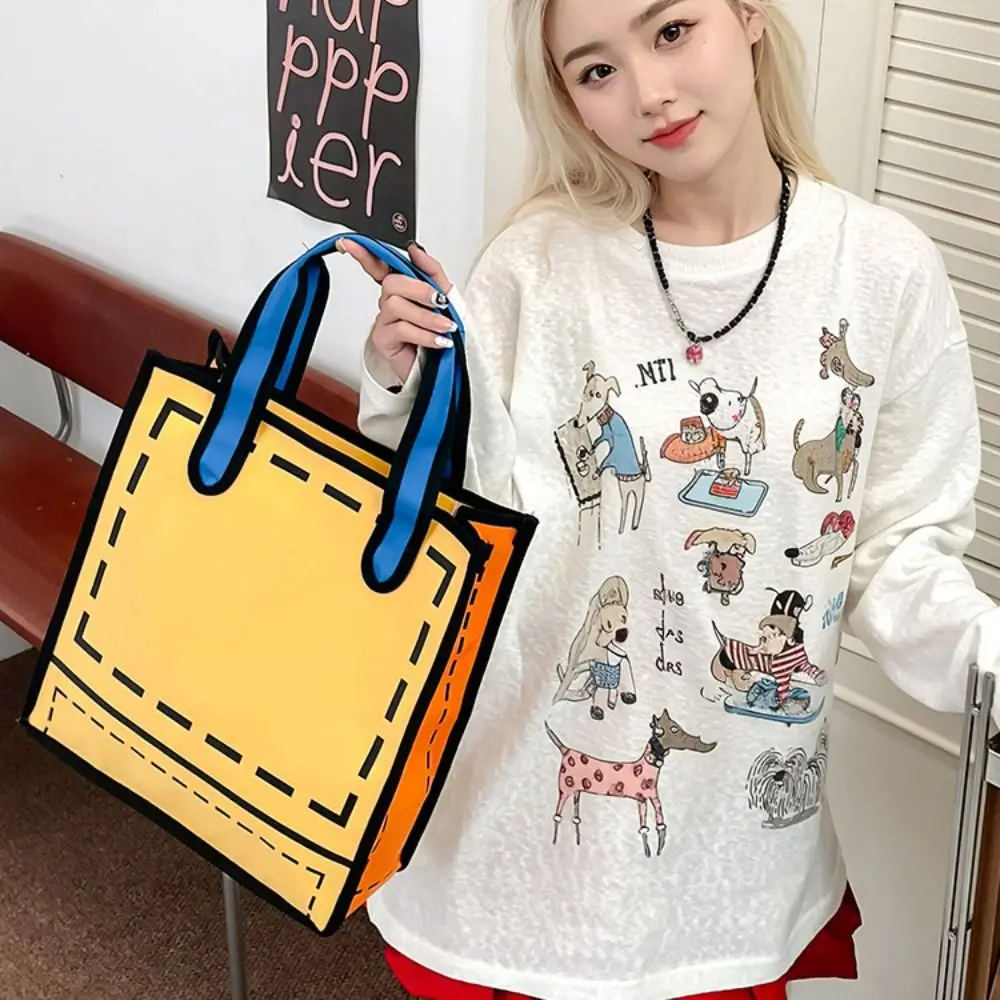 

Personality Cartoon 2D Anime Tote Bag Canvas Nylon Comic Shoulder Bag All-match Handbag Graffiti Messenger Bag Girls