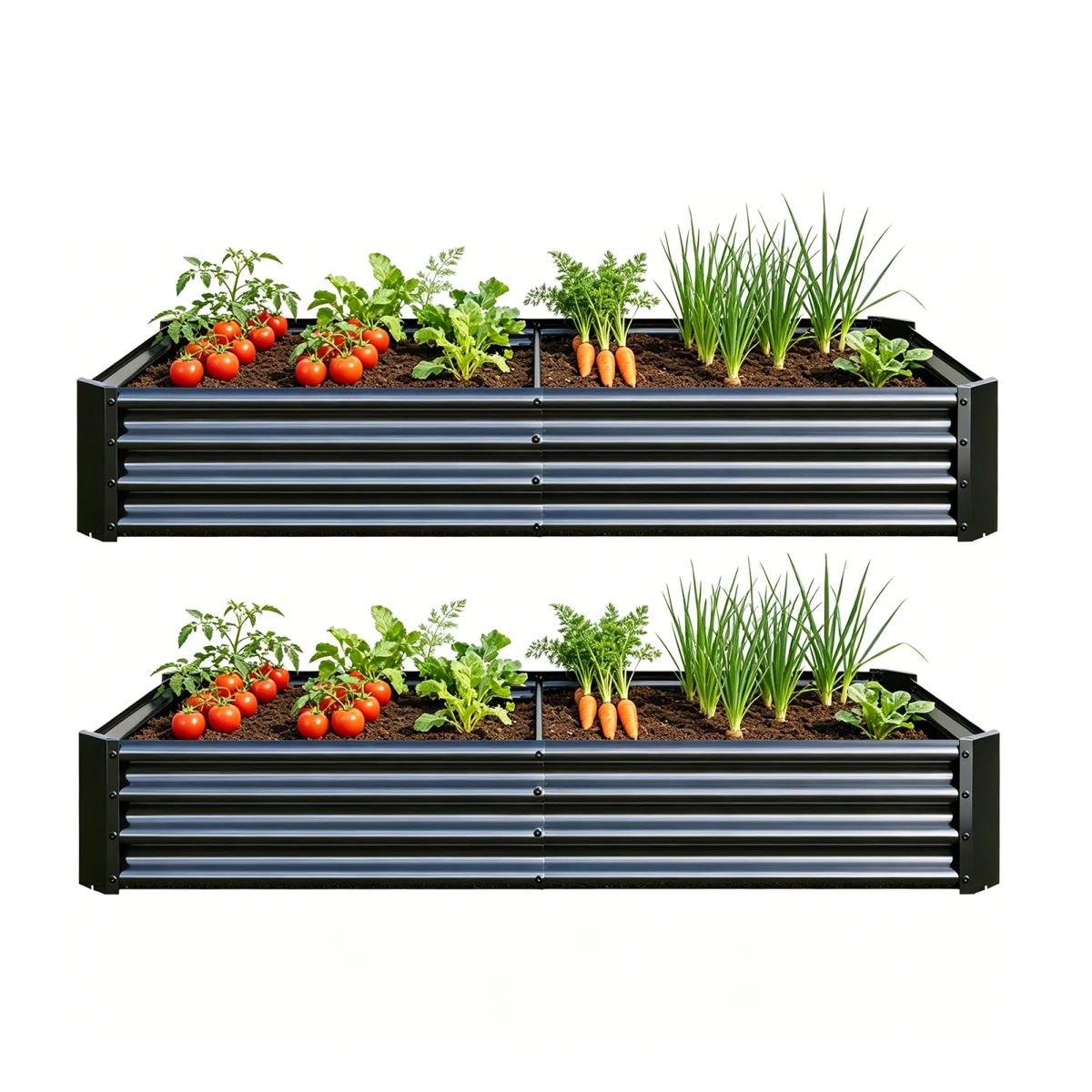2PCS Black 6×3×1ft Metal Raised Rectangle Garden Planter Beds