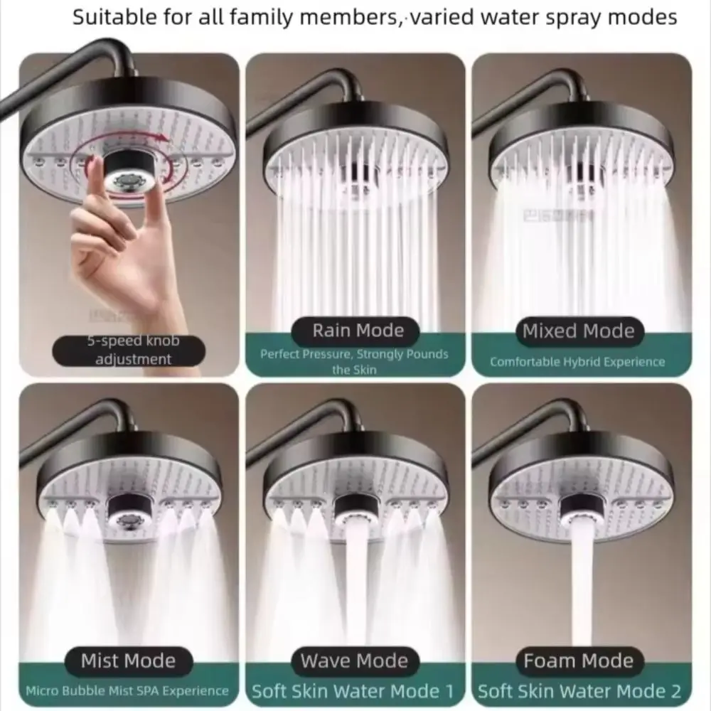 Thickened High-Pressure Shower Head Explosion-Proof Portable Top Spray Nozzle Comfortable Water Flow Easy To Install