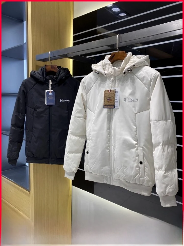 

Men's Outdoor Cotton Jaet New Winter Windproof Warm Detachable Cap ex Polyester Fiber Long Sve Zipper Decorated Coat