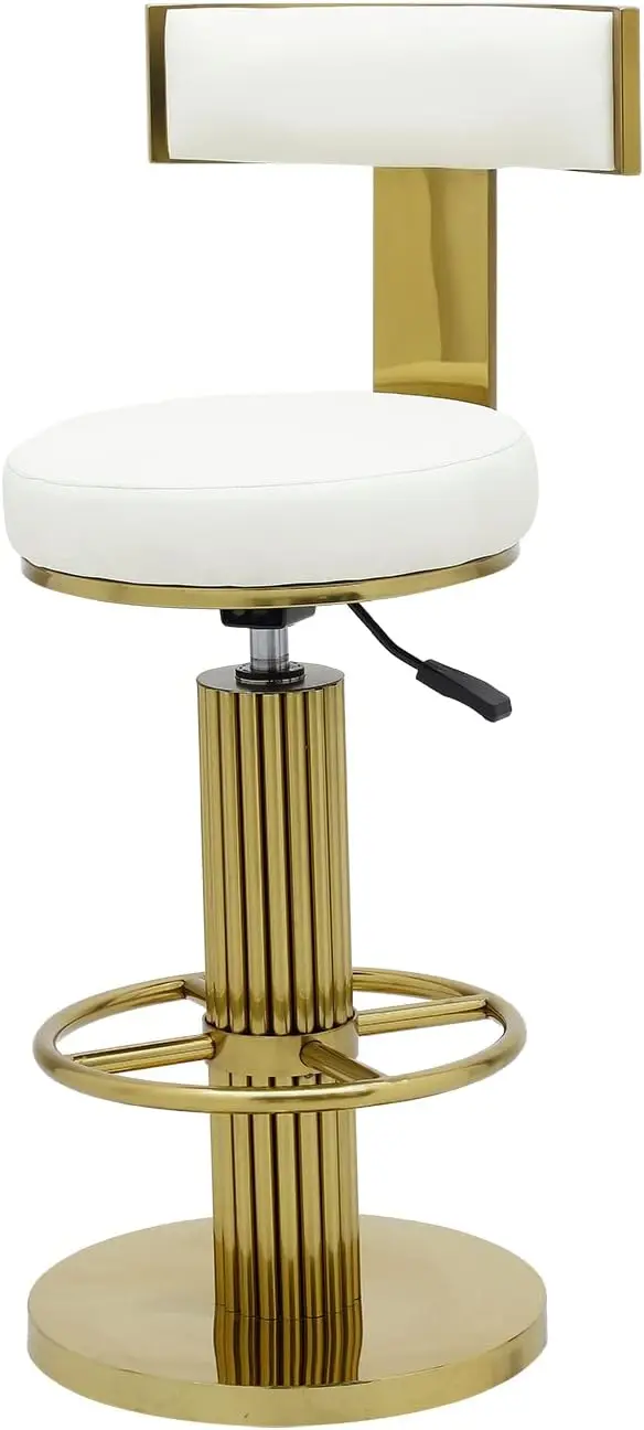 

Counter Height Bar Stools with Back, Modern Adjustable Height Barstools Swivel Bar Chairs with Polished Gold Stainless Steel