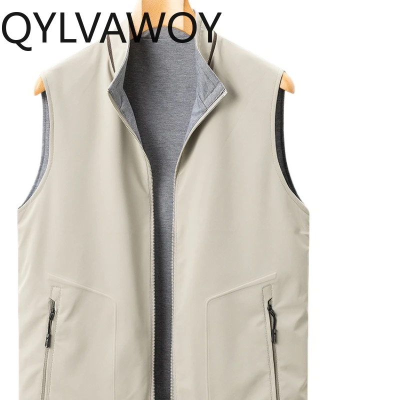 

QYLVAWOY Spring Autumn Men's Lightweight Vest Breathable 4-Way Stretch Lining Stand-Up Collar Casual Stylish Outerwear LJ2717