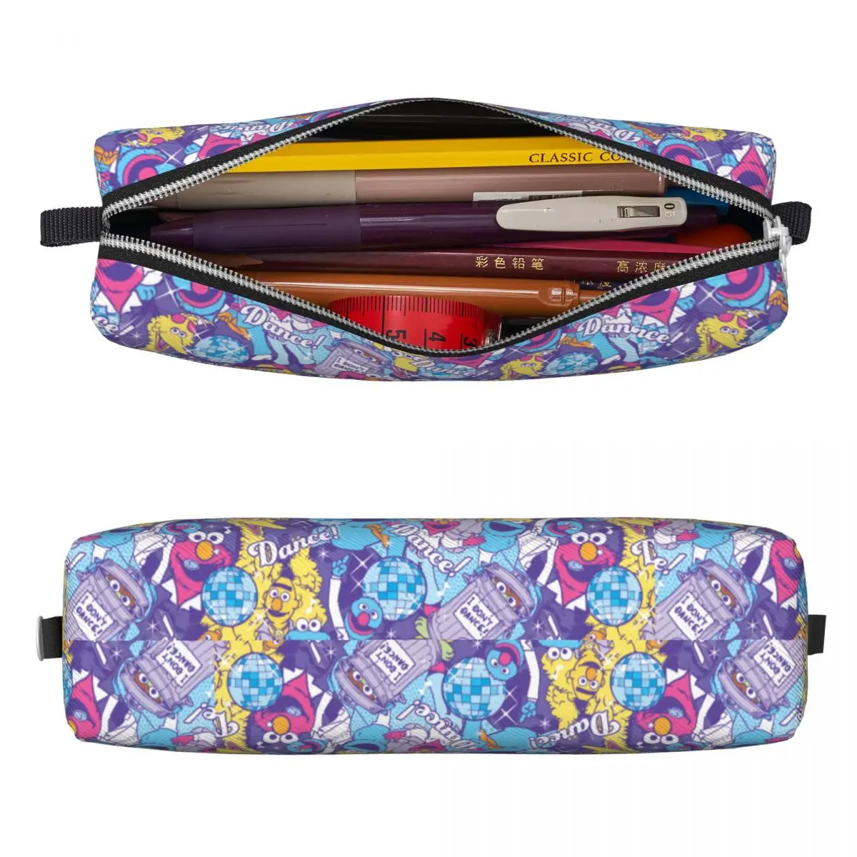 Keks Monster groovy Tanz Bleistift Fall niedlichen Stift Tasche Student große Kapazität Schul bedarf Reiß verschluss Pencil cases