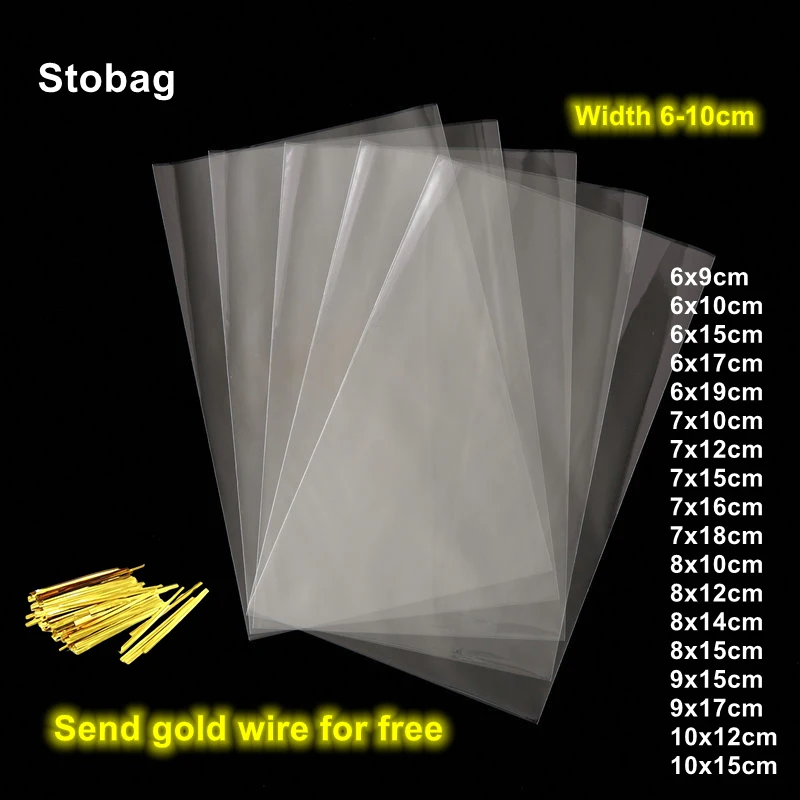 

StoBag 200pcs Cellophane Top Open Bag Transparent Long Candy Cookies Gift Packaging Plastic Clear Pouches Party Favors Christmas