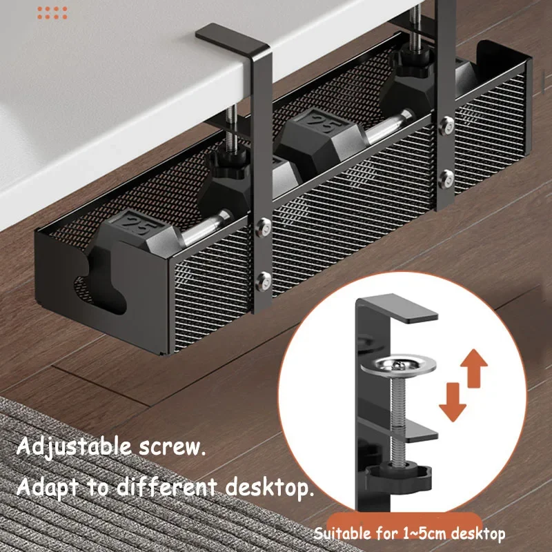 Under Desk Metal Storage Rack No Punching Cable Management Tray for Home/Office, Space-Saving Wire Organizer with Multi-Purpose