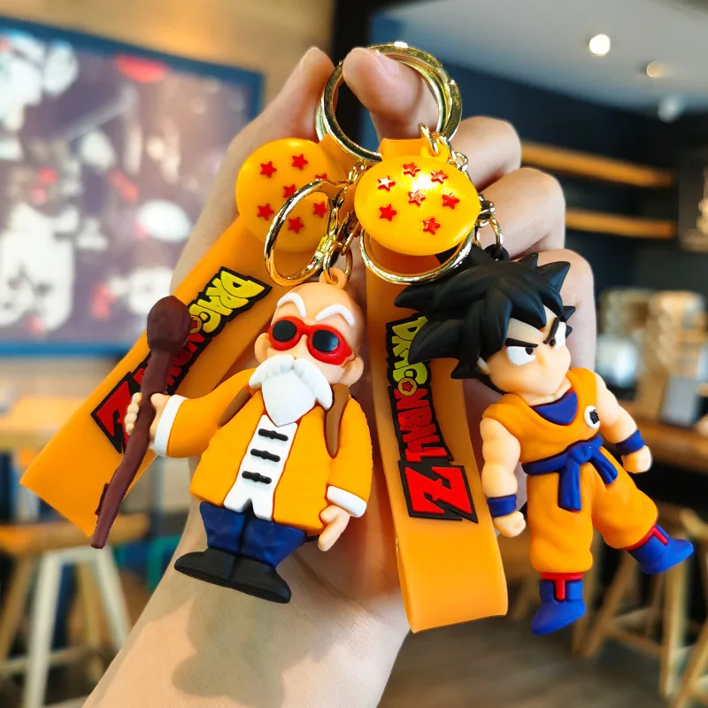 8CM Anime Dragon Ball Keychain Fashion Jewelry Son Goku Vegeta Piccolo Action Figures PVC Key Ring for Men Women Bag Pendant
