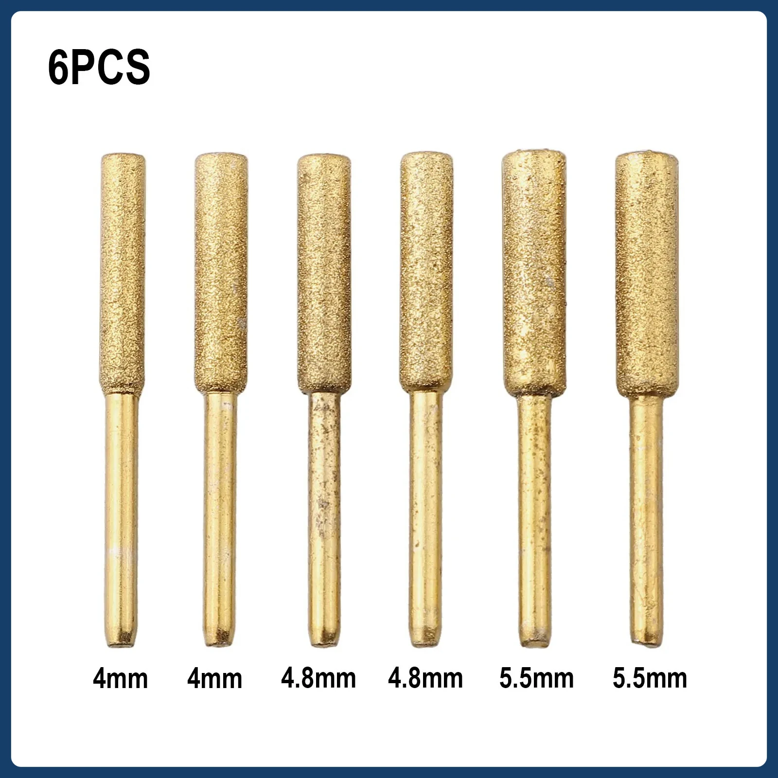 

6PCS Chainsaw Sharpener 4.0/4.8/5.5mm Diamond Coated Burr Grinder Chain Saw Grinding Metal Jade Wood Polishing Abrasive Tools